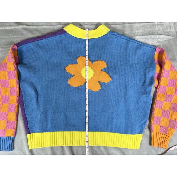 Lazy Oaf Flower Garden M Cardigan Sweater Colorful Quirky 90s Rave Vibe RARE - Picture 12 of 16